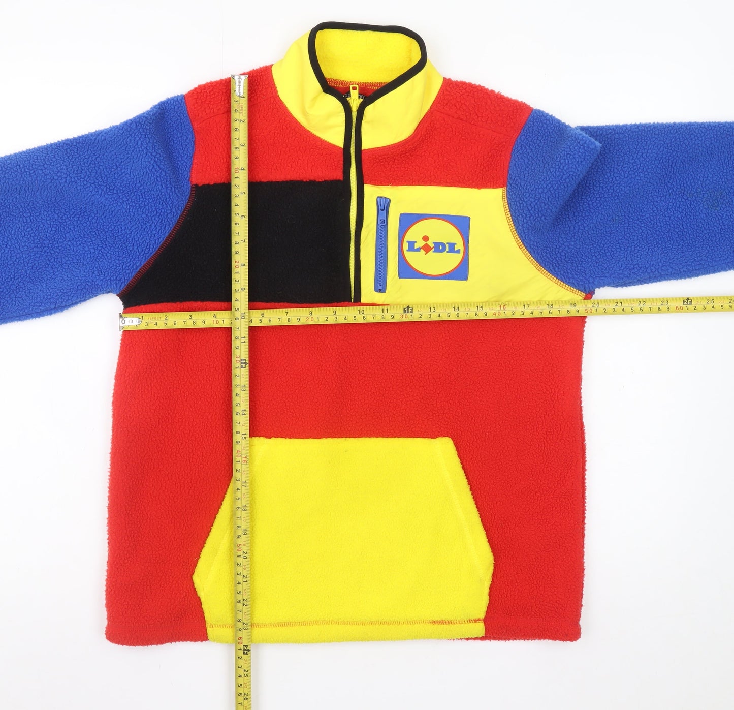 Esmara Unisex Multicoloured 1/4 Zip Fleece Sweatshirt S Retro Style