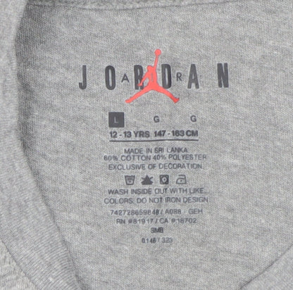 Jordan Teens Grey Graphic Print Crew Neck Short Sleeve T-Shirt L