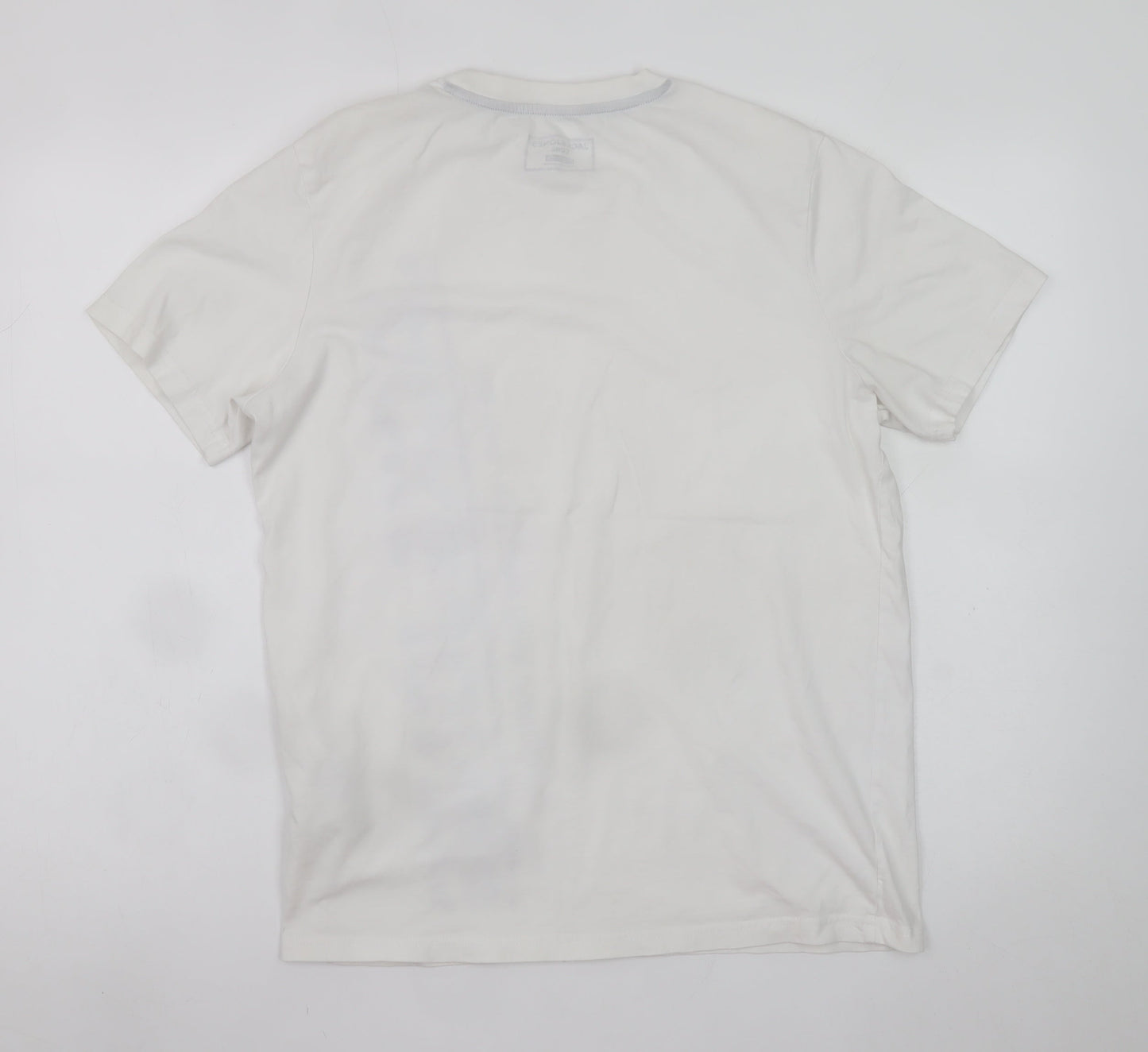 Jack & Jones Men's White Large Graphic Print Regular Fit T-Shirt