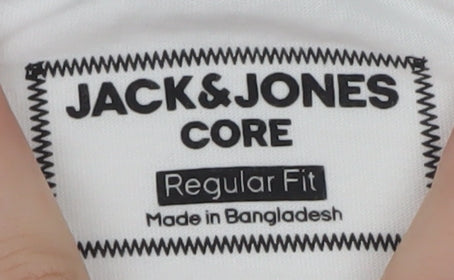 Jack & Jones Men's White Large Graphic Print Regular Fit T-Shirt