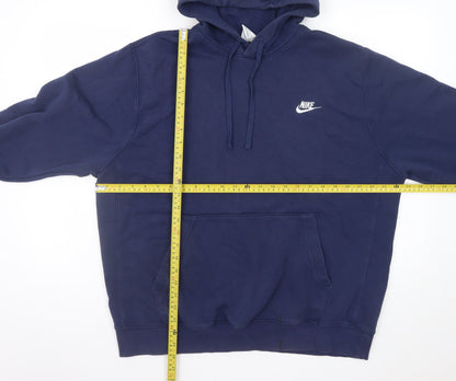 Nike Men's Blue Pullover Hoodie L Fleece Logo Sportswear