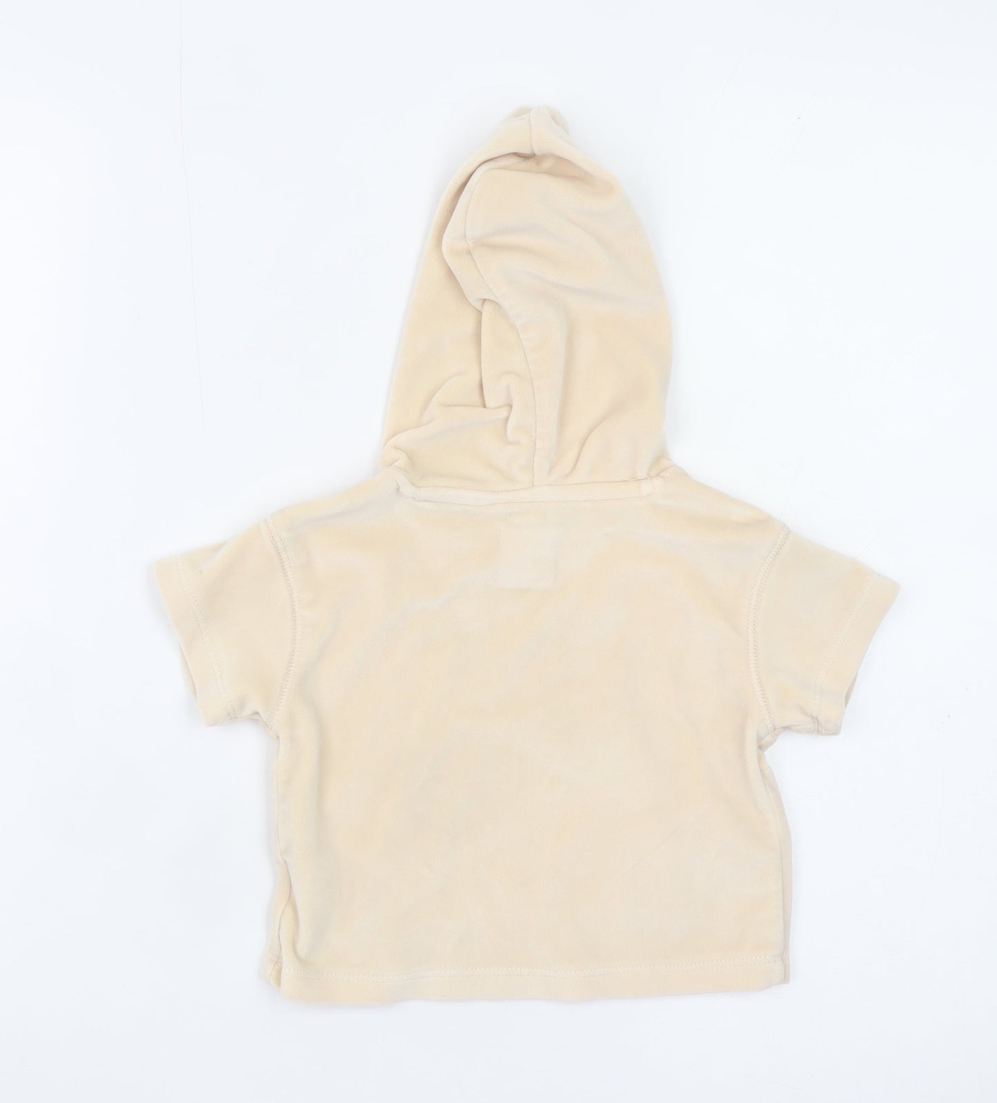 DKNY Jeans Girls Beige Hooded Short Sleeve Casual Top 12 Months Polyester Blend