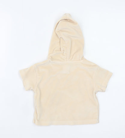DKNY Jeans Girls Beige Hooded Short Sleeve Casual Top 12 Months Polyester Blend