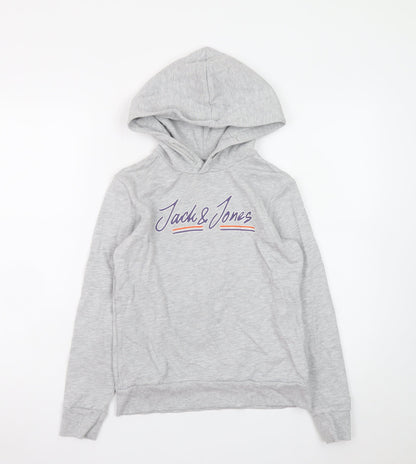 Jack & Jones Boys Grey Hoodie 152cm Cotton Blend Pullover