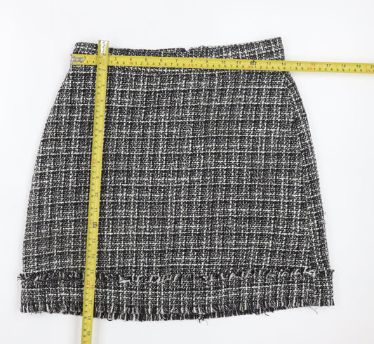 Warehouse Women Black Tweed Check Pencil Skirt Size 10