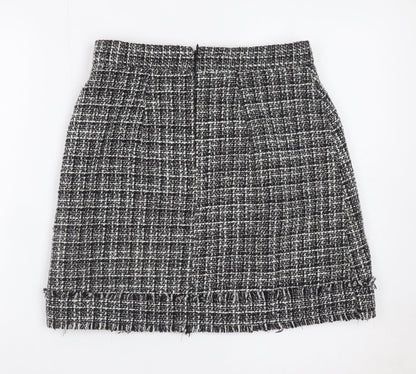 Warehouse Women Black Tweed Check Pencil Skirt Size 10