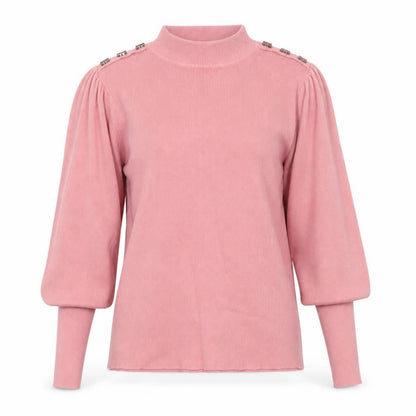 Naoise Womens Pink Mock Neck Button Shoulder Jumper Size S