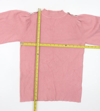 Naoise Womens Pink Mock Neck Button Shoulder Jumper Size S