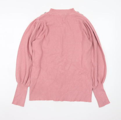 Naoise Womens Pink Mock Neck Button Shoulder Jumper Size S
