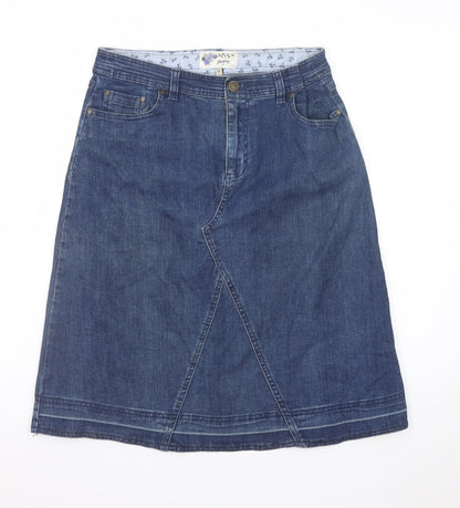 Mantaray Women's Blue Cotton Denim A-Line Skirt Size 12
