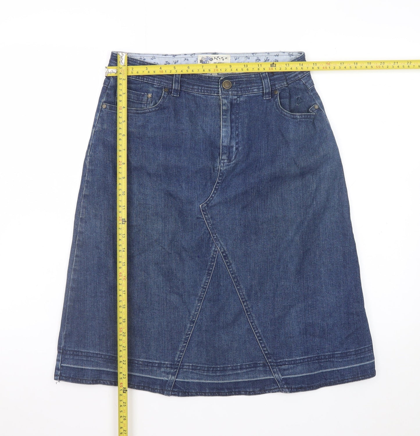 Mantaray Women's Blue Cotton Denim A-Line Skirt Size 12
