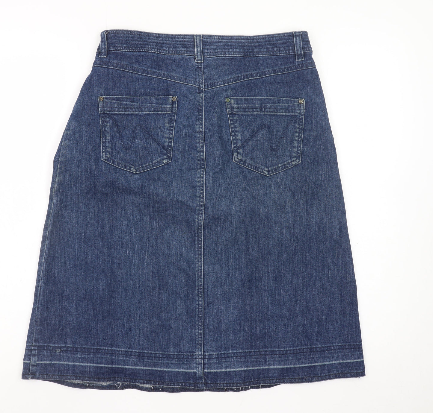 Mantaray Women's Blue Cotton Denim A-Line Skirt Size 12
