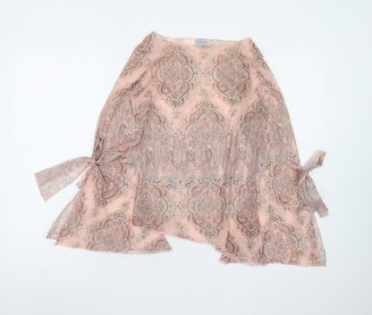Oasis Women Pink Paisley Chiffon Wrap Blouse Size 12