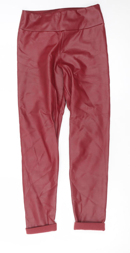 Calzedonia Womens Red Faux Leather Lined High Rise Leggings Size S