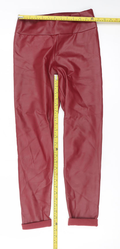 Calzedonia Womens Red Faux Leather Lined High Rise Leggings Size S