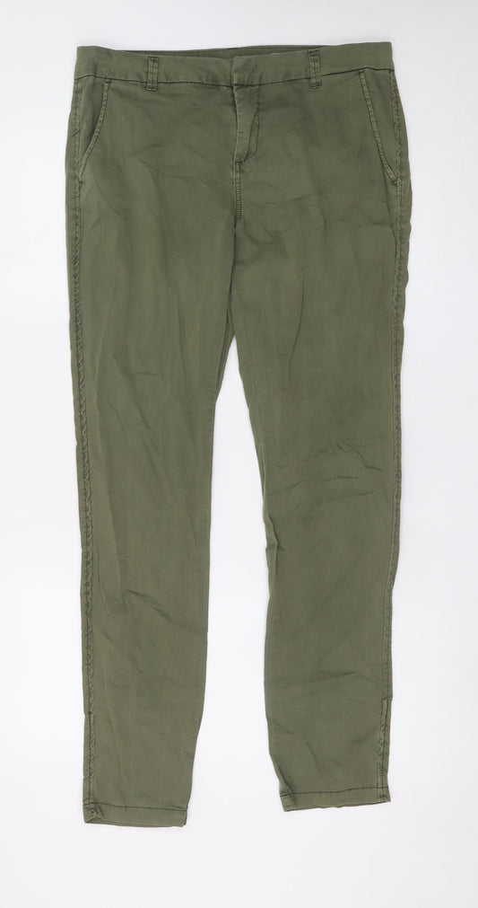 Additional front view of Vero Moda unisex green cotton chino trousers m 32 regular fit