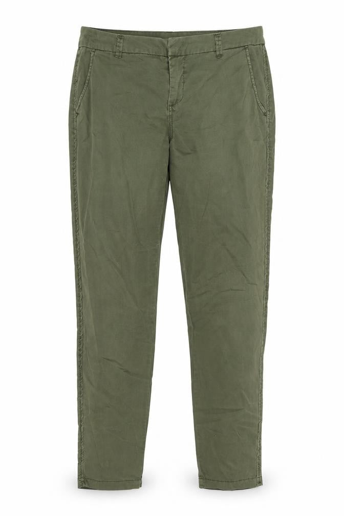 Front view of Vero Moda unisex green cotton chino trousers m 32 regular fit