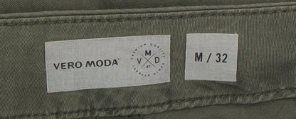 Vero Moda Unisex Green Cotton Chino Trousers M 32 Regular Fit