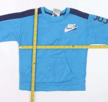 Nike Boys Blue Crew Neck Sweatshirt 6-7 Years Just Do It Graphic