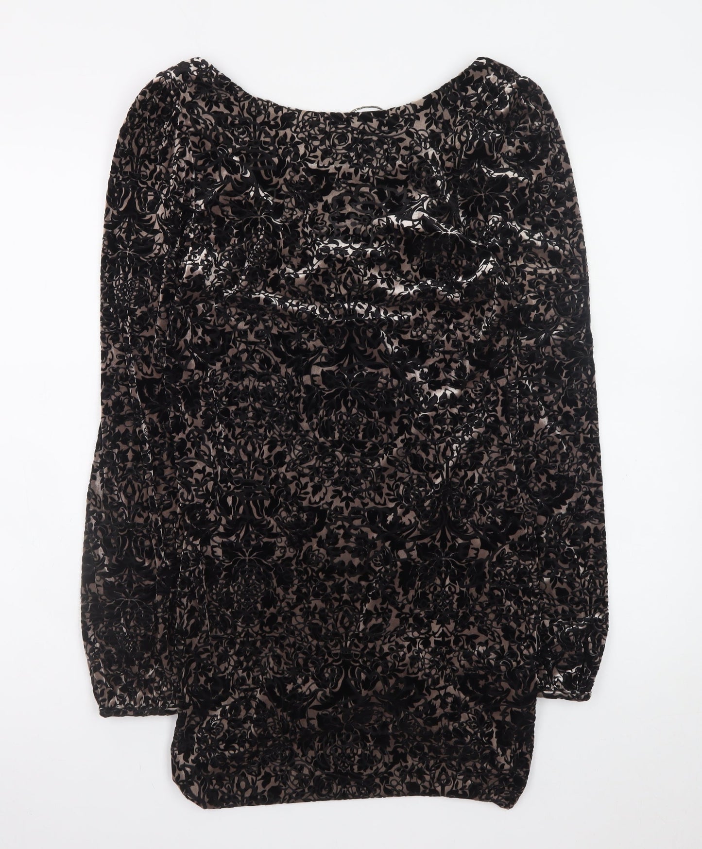 Red Herring Women's Black Velvet Floral Bodycon Dress Size 14