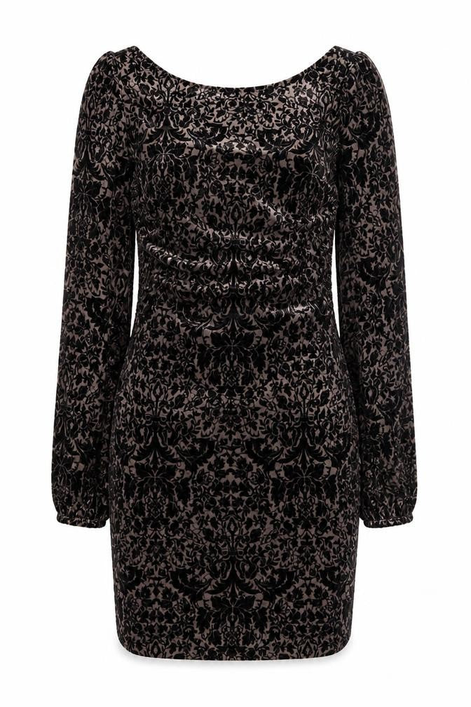 Red Herring Women's Black Velvet Floral Bodycon Dress Size 14