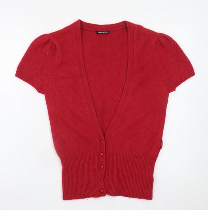 Dunnes Stores Women Red Short Sleeve V-Neck Cardigan 10-12