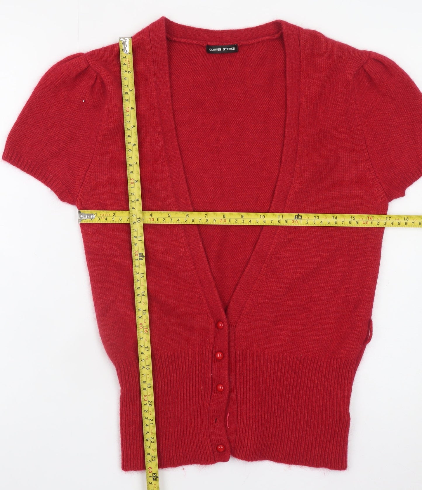 Dunnes Stores Women Red Short Sleeve V-Neck Cardigan 10-12