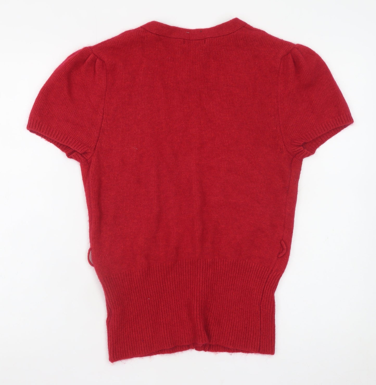 Dunnes Stores Women Red Short Sleeve V-Neck Cardigan 10-12