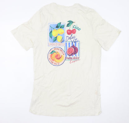 Marks and Spencer Men’s Ivory Graphic Print T-Shirt Small