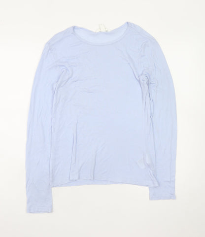 H&M Women Blue Basic Long Sleeve Lyocell T-Shirt Size 12