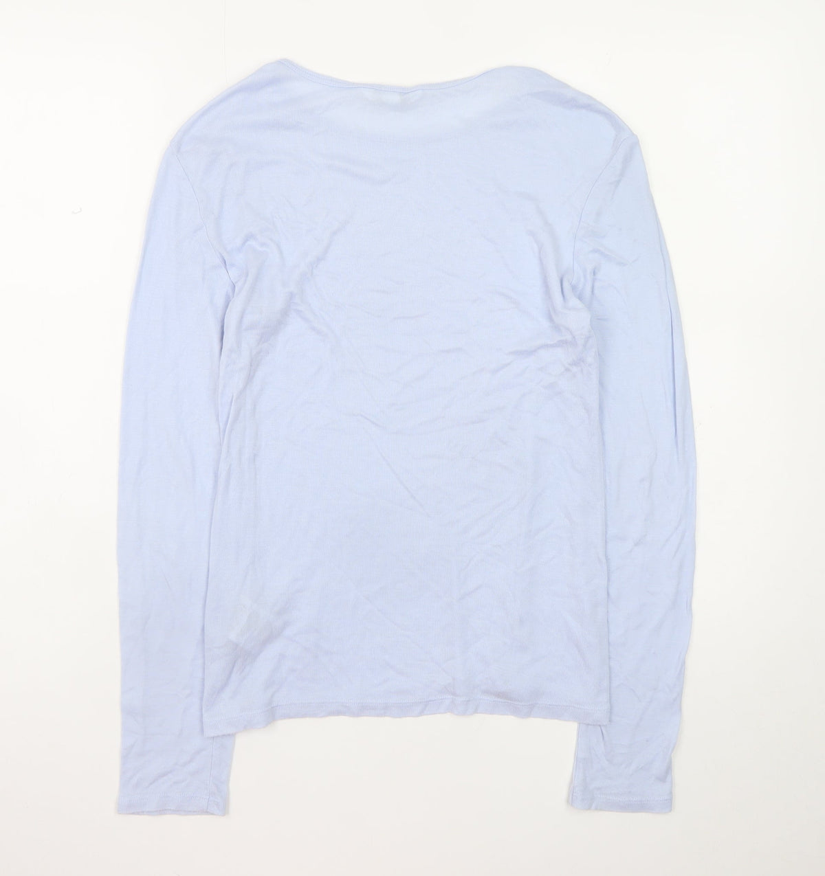 H&M Women Blue Basic Long Sleeve Lyocell T-Shirt Size 12