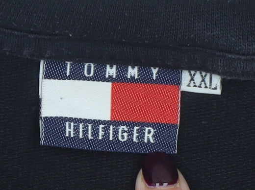 Tommy Hilfiger Men's Black 2XL Crew Neck Cotton Logo T-Shirt