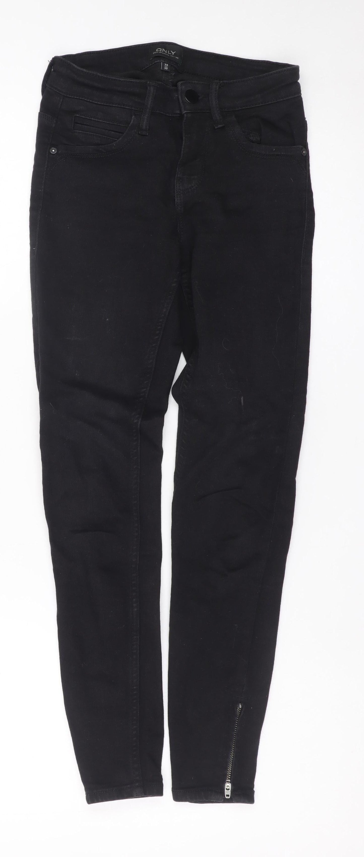 ONLY Blue Denim Women's Black XS Skinny Jeans with Ankle Zip