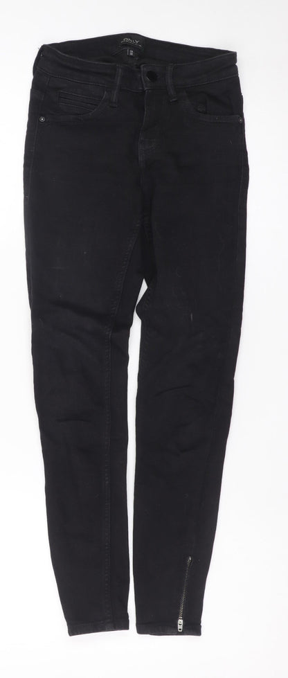 ONLY Blue Denim Women's Black XS Skinny Jeans with Ankle Zip