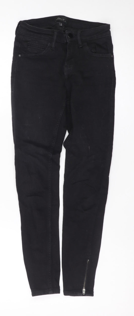 ONLY Blue Denim Women's Black XS Skinny Jeans with Ankle Zip