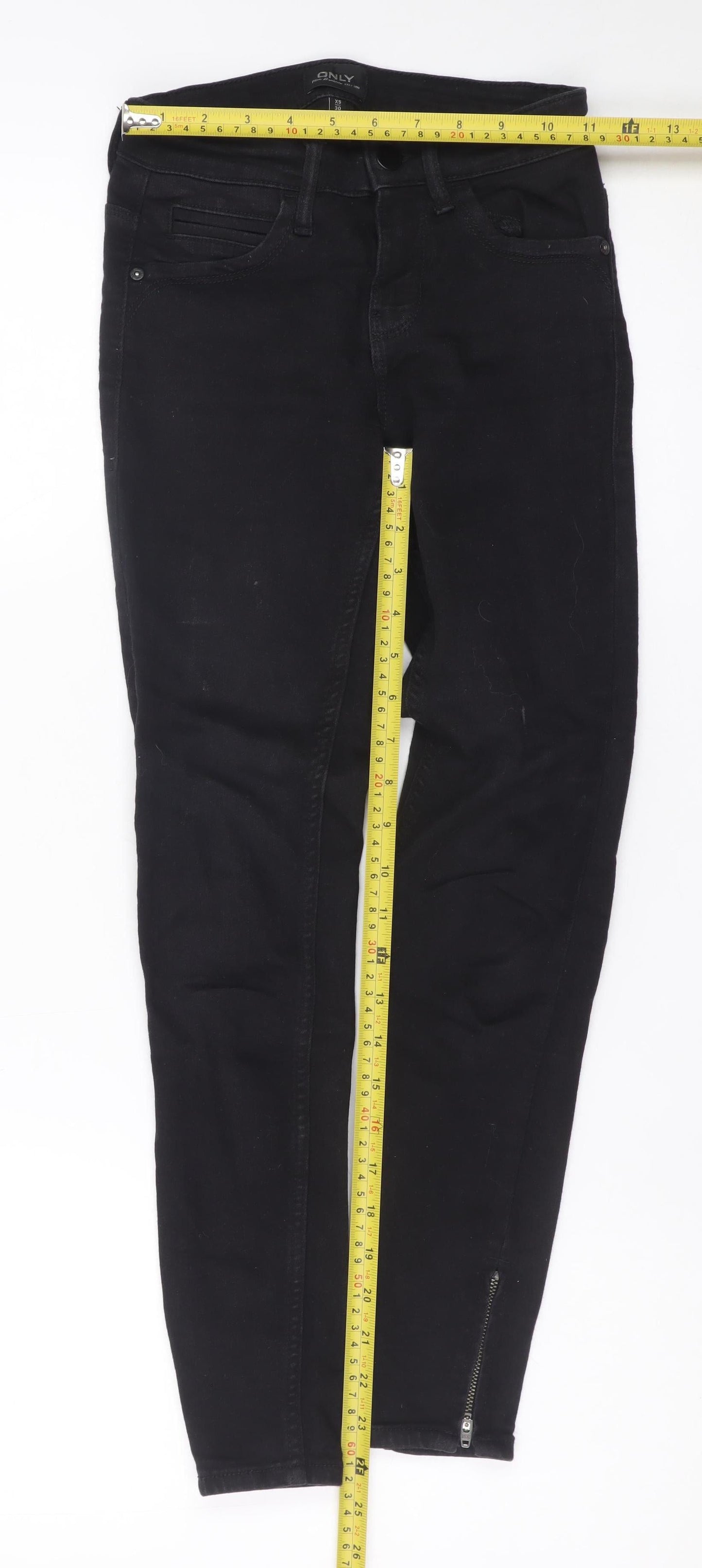 ONLY Blue Denim Women's Black XS Skinny Jeans with Ankle Zip