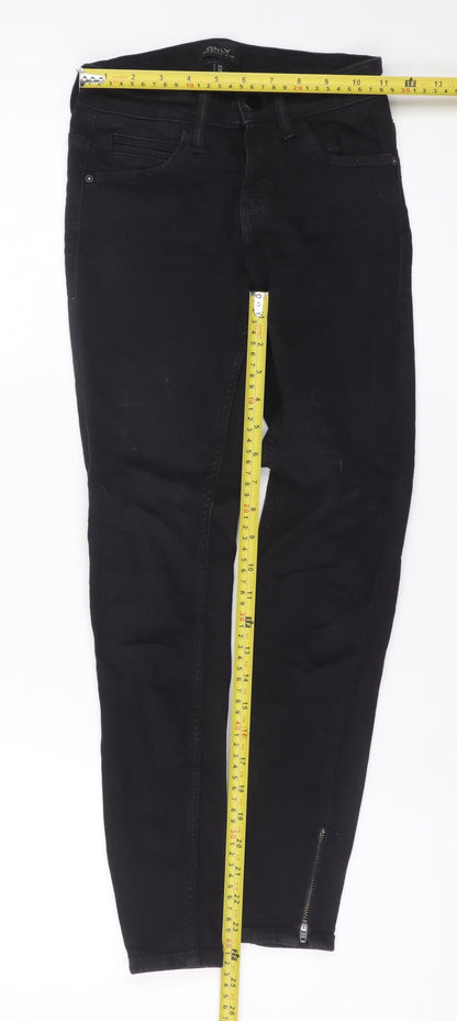 ONLY Blue Denim Women's Black XS Skinny Jeans with Ankle Zip