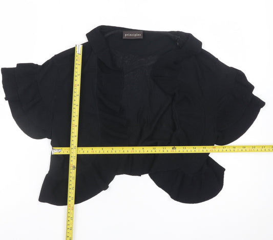 Principles Women's Black Size 14 Ruffle Short Sleeve Knit Shrug