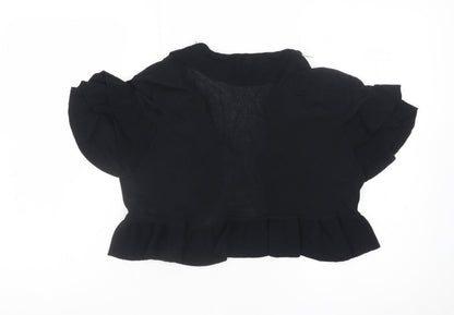 Principles Women's Black Size 14 Ruffle Short Sleeve Knit Shrug