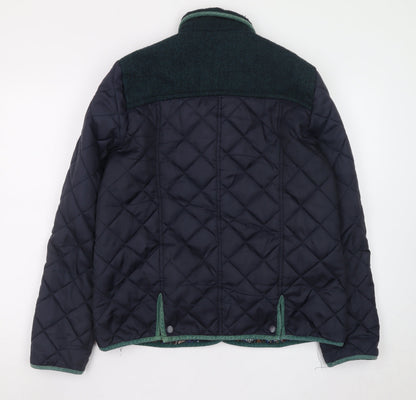 Next Women's Blue Quilted Mid-Length Jacket Size 14