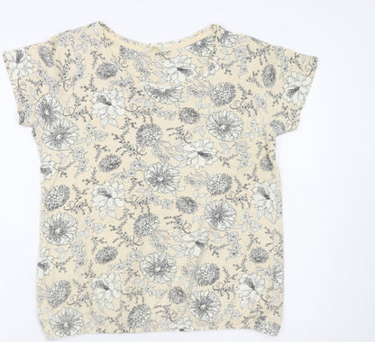 BHS Women’s Beige Floral Short Sleeve Jersey T-Shirt Size 14