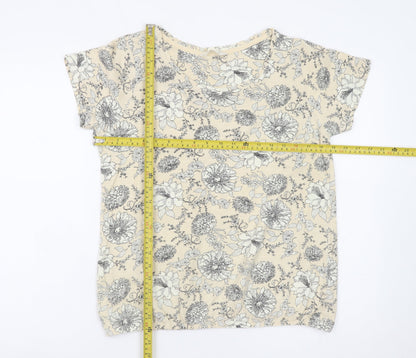 BHS Women’s Beige Floral Short Sleeve Jersey T-Shirt Size 14