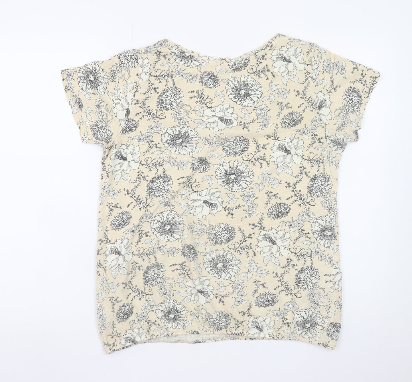 BHS Women’s Beige Floral Short Sleeve Jersey T-Shirt Size 14