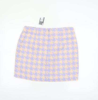 Primark Women’s Multicoloured Tweed Check Mini Skirt Size 16