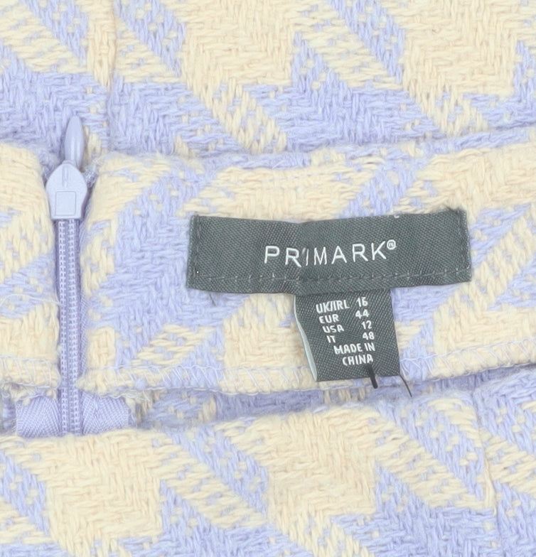 Primark Women’s Multicoloured Tweed Check Mini Skirt Size 16
