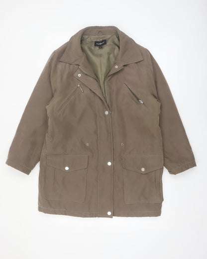 Wishwood Women Brown Size 12 Parka Jacket Mid-Length Lined