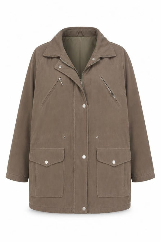 Wishwood Women Brown Size 12 Parka Jacket Mid-Length Lined