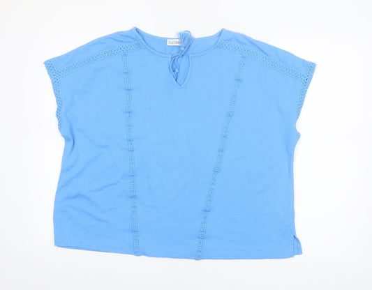 Gallery Womens Blue Crochet Trim Tunic Blouse Size L