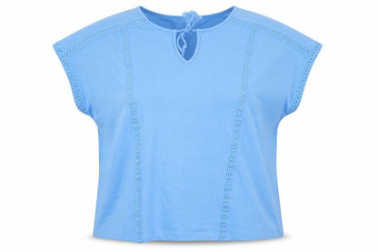 Gallery Womens Blue Crochet Trim Tunic Blouse Size L