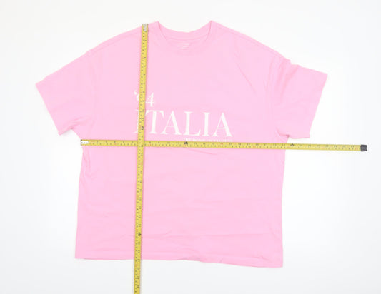 Dunnes Stores Womens Pink 'Italia' Relaxed Cotton T-Shirt Size 16